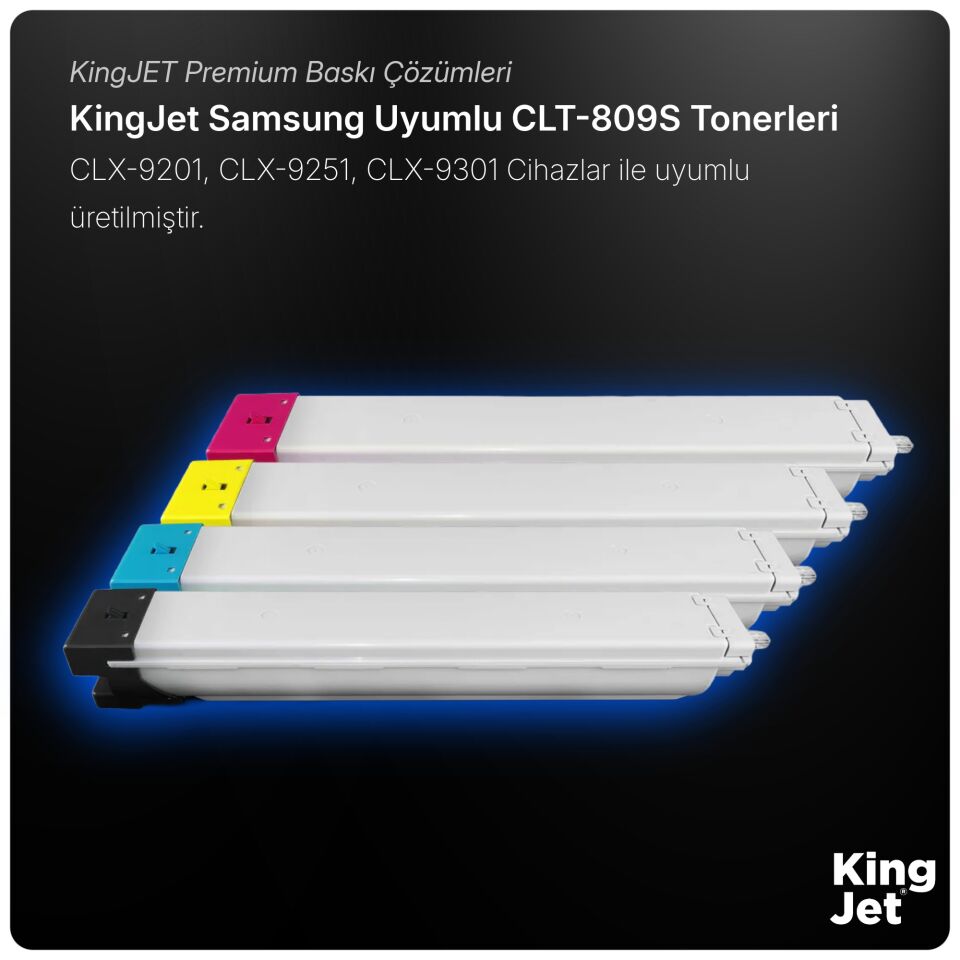 KingJET Samsung Uyumlu CLT-K809S Standart Kapasiteli 4 Renk (Takım) Çipli Muadil Toner