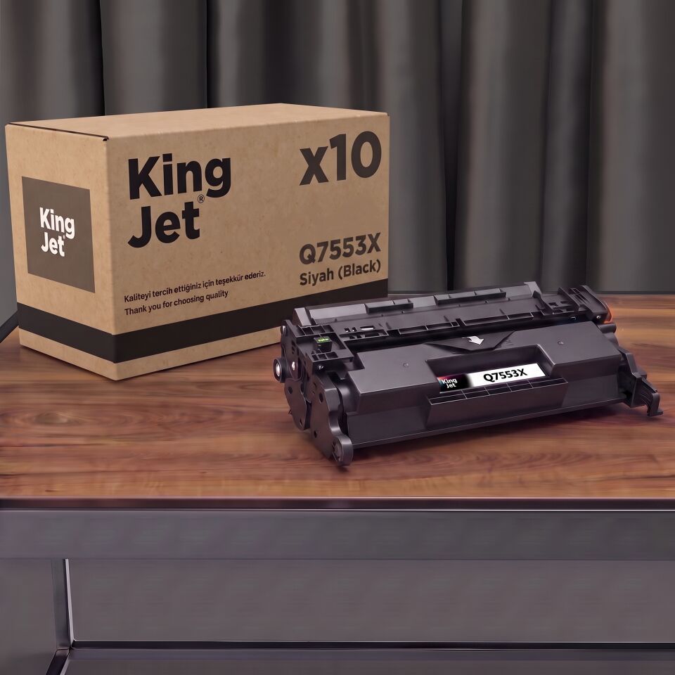 KingJET HP Uyumlu 53X Q7553X Siyah Yüksek Kapasiteli (10'lu Paket) Çipli Muadil Toner | LaserJet M2727n