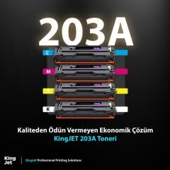 Kingjet Hp Uyumlu 203A Standart Kapasiteli 4 Renk (Takım) Muadil Toner Çipli | M254 ile Uyumlu