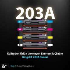 Kingjet Hp Uyumlu 203A Standart Kapasiteli 4 Renk (Takım) Muadil Toner Çipli | MFP M280 Uyumlu