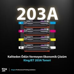 Kingjet Hp Uyumlu 203A Standart Kapasiteli 4 Renk (Takım) Muadil Toner Çipli | MFP M281 Uyumlu