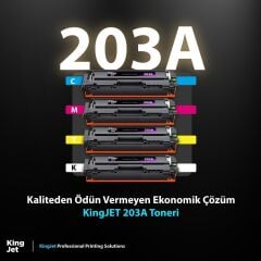 Kingjet Hp Uyumlu 203A Standart Kapasiteli 4 Renk (Takım) Muadil Toner Çipli | MFP M281fw Uyumlu