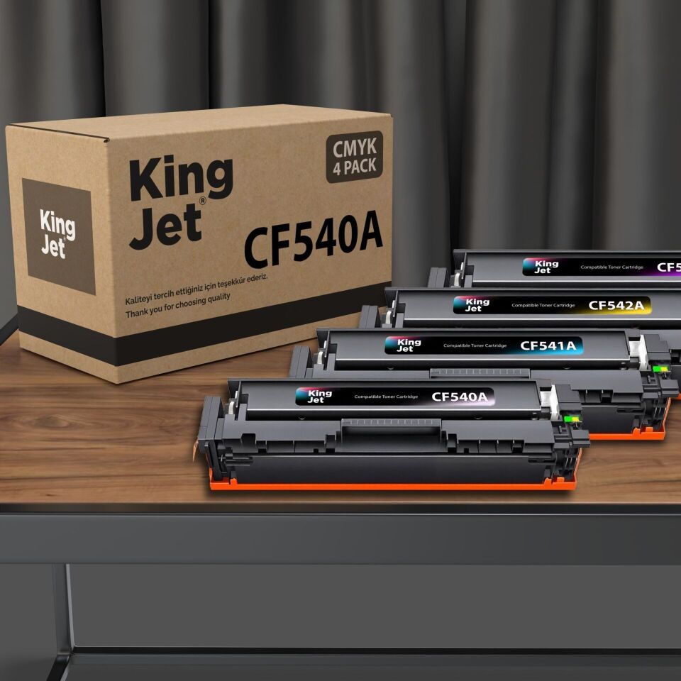 Kingjet Hp Uyumlu CF540A Standart Kapasiteli 4 Renk (Takım) Muadil Toner Çipli | M254 ile Uyumlu