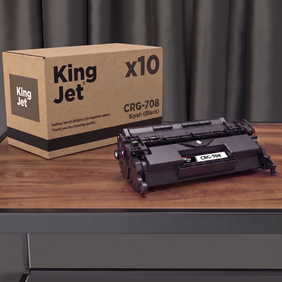 KingJET Canon Uyumlu CRG-708 Siyah Standart Kapasiteli (10'lu Paket) Çipli Muadil Toner | i-SENSYS LBP3330