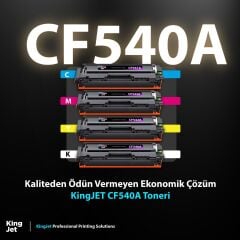 Kingjet Hp Uyumlu CF540A Standart Kapasiteli 4 Renk (Takım) Muadil Toner Çipli | M254dw ile Uyumlu