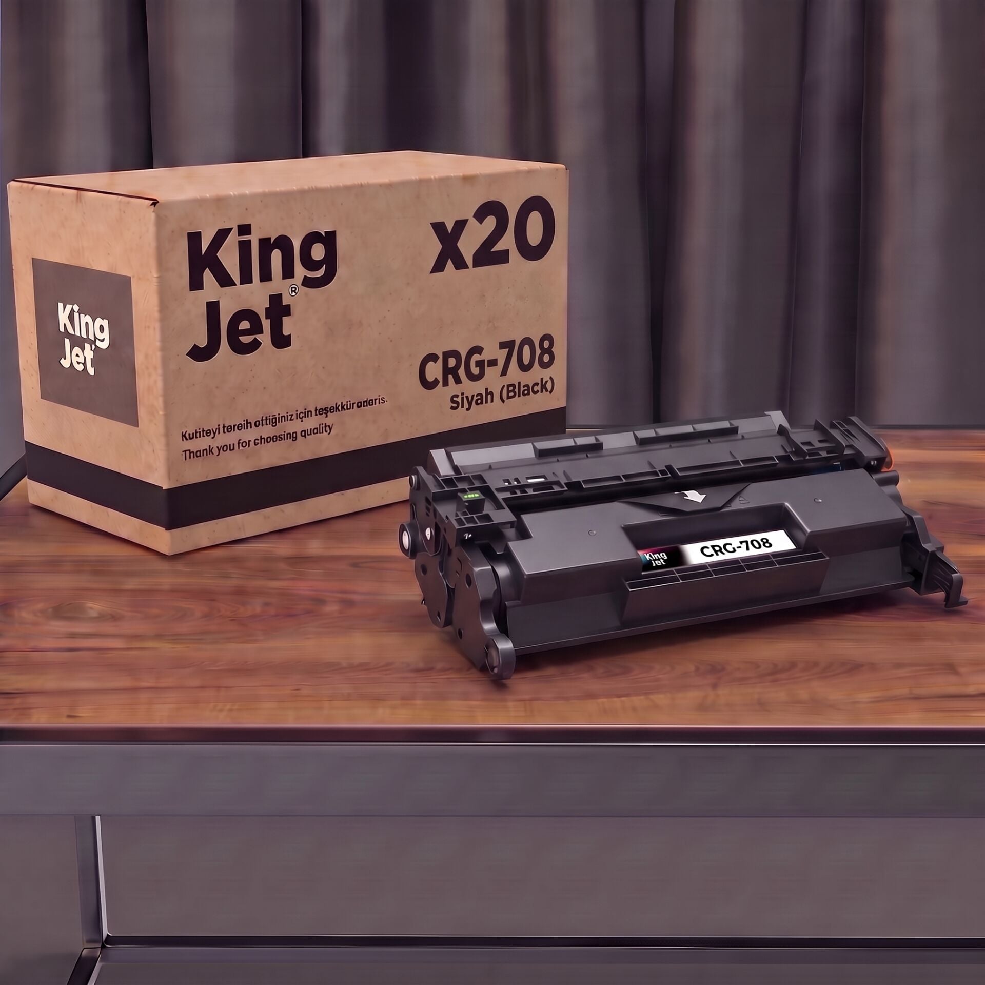 KingJET Canon Uyumlu CRG-708 Siyah Standart Kapasiteli (20'li Paket) Çipli Muadil Toner