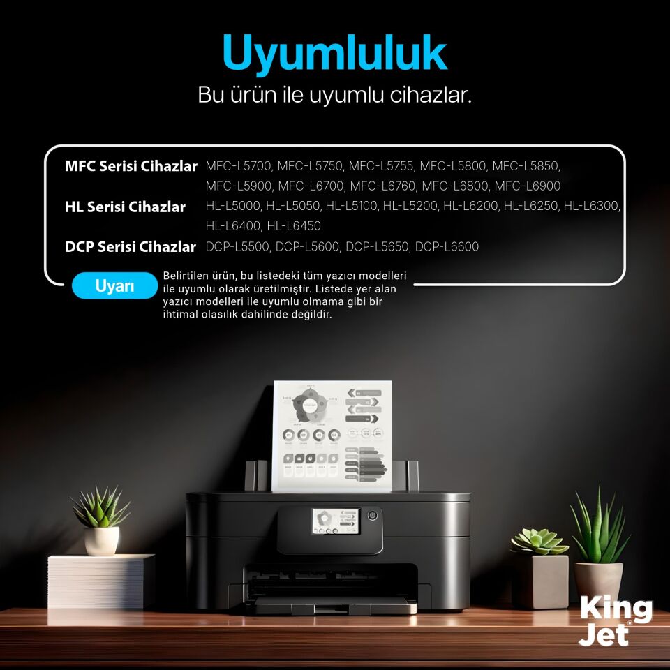 KingJET Brother Uyumlu TN-3437 Standart Kapasiteli (10'lu Paket) Muadil Toner | MFC-L5750DW - Uyumlu Yazıcılar