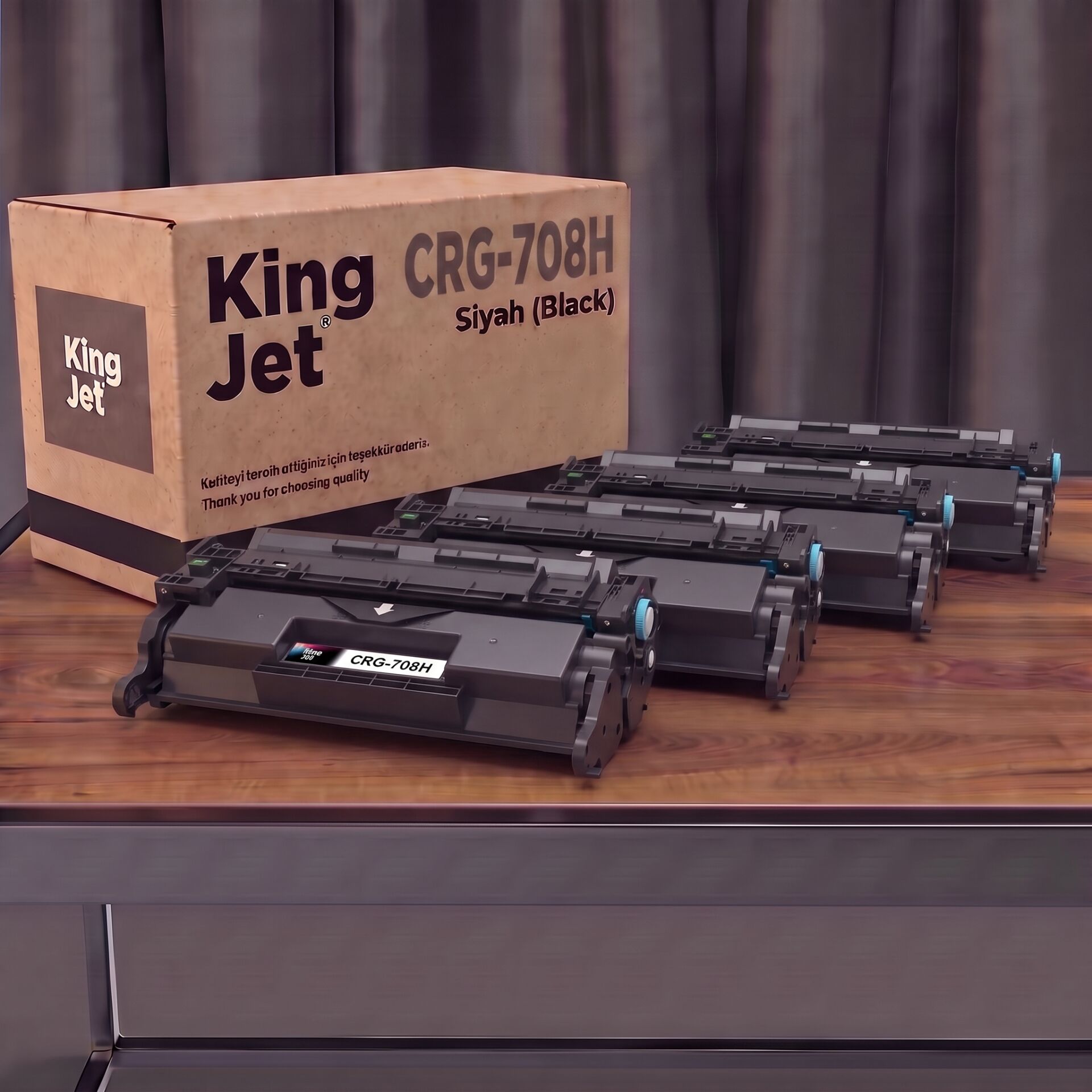KingJET Canon Uyumlu CRG-708H Siyah Yüksek Kapasiteli (4'lü Paket) Çipli Muadil Toner | i-SENSYS LBP3300
