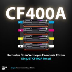 Kingjet Hp Uyumlu CF400A Standart Kapasiteli 4 Renk (Takım) Muadil Toner Çipli | MFP M277dw ile Uyumlu