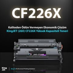 KingJET HP Uyumlu (26X) CF226X Yüksek Kapasiteli Çipli Muadil Toneri | M402