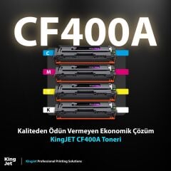 Kingjet Hp Uyumlu CF400A Standart Kapasiteli 4 Renk (Takım) Muadil Toner Çipli | M252 ile Uyumlu