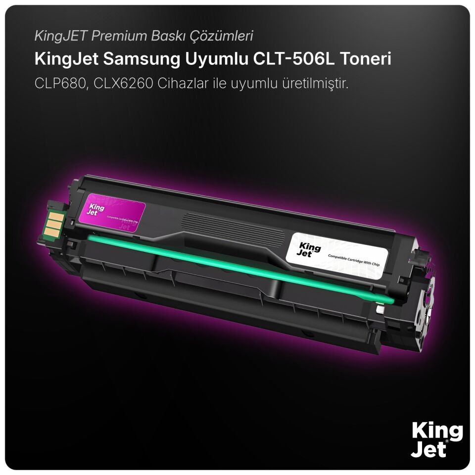KingJET Samsung Uyumlu CLT-M506L Yüksek Kapasiteli Kırmızı (Magenta) Çipli Muadil Toner | CLX-6260FR