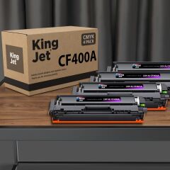 Kingjet Hp Uyumlu CF400A Standart Kapasiteli 4 Renk (Takım) Muadil Toner Çipli | M252n ile Uyumlu