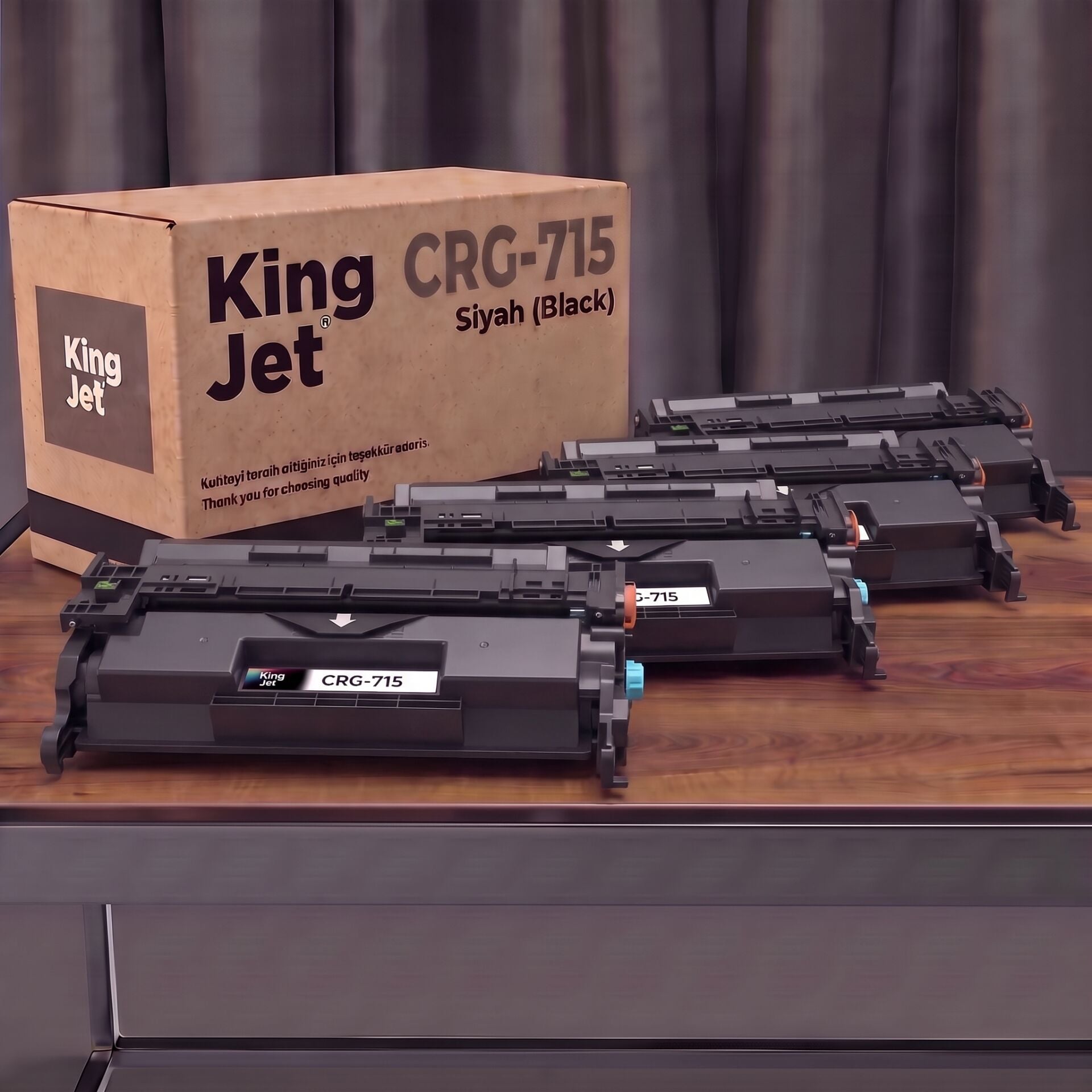 KingJET Canon Uyumlu CRG-715 Siyah Standart Kapasiteli (4'lü Paket) Çipli Muadil Toner