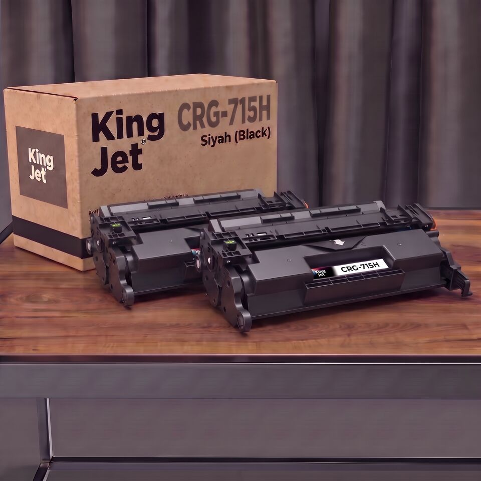 KingJET Canon Uyumlu CRG-715H Siyah Yüksek Kapasiteli (2'li Paket) Çipli Muadil Toner