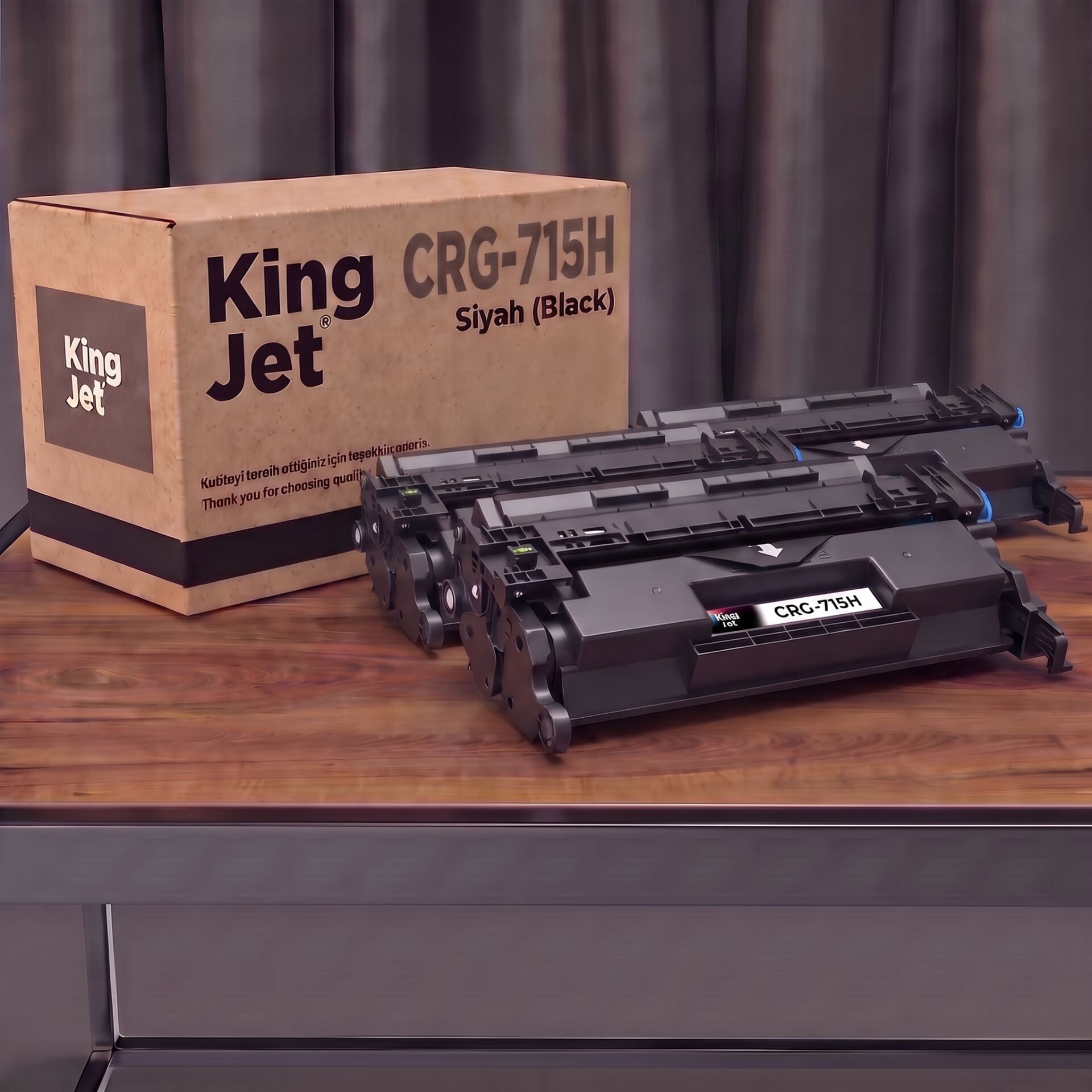 KingJET Canon Uyumlu CRG-715H Siyah Yüksek Kapasiteli (4'lü Paket) Çipli Muadil Toner