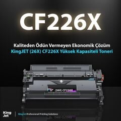 KingJET HP Uyumlu (26X) CF226X Yüksek Kapasiteli (4'lü Paket) Çipli Muadil Toneri | MFP M426fdn