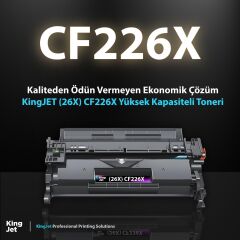 KingJET HP Uyumlu (26X) CF226X Yüksek Kapasiteli (10'lu Paket) Çipli Muadil Toneri | MFP M426dw