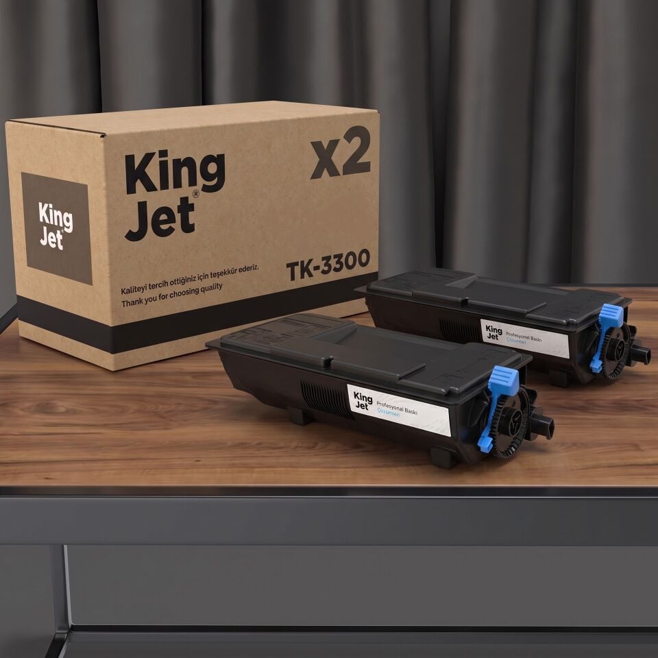 KingJET Kyocera Uyumlu TK-3300 Standart Kapasiteli (2'li Paket) Çipli Muadil Toner