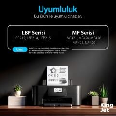 KingJET Canon Uyumlu CRG-052H Yüksek Kapasiteli Çipli Muadil Toneri | I-SENSYS LBP216 Uyumlu