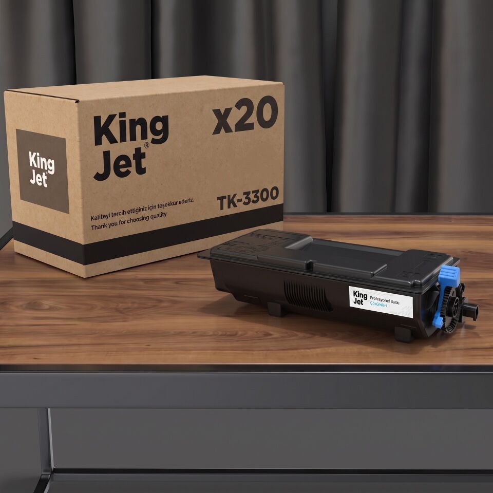 KingJET Kyocera Uyumlu TK-3300 Standart Kapasiteli (20'li Paket) Çipli Muadil Toner