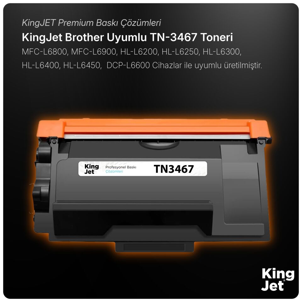 KingJET Brother Uyumlu TN-3467 Yüksek Kapasiteli (2'li Paket) Muadil Toner | HL-L6400DWT