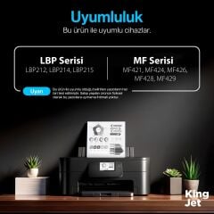 KingJET Canon Uyumlu CRG-052 Standart Kapasiteli Çipli Muadil Toneri | I-SENSYS LBP214 Uyumlu