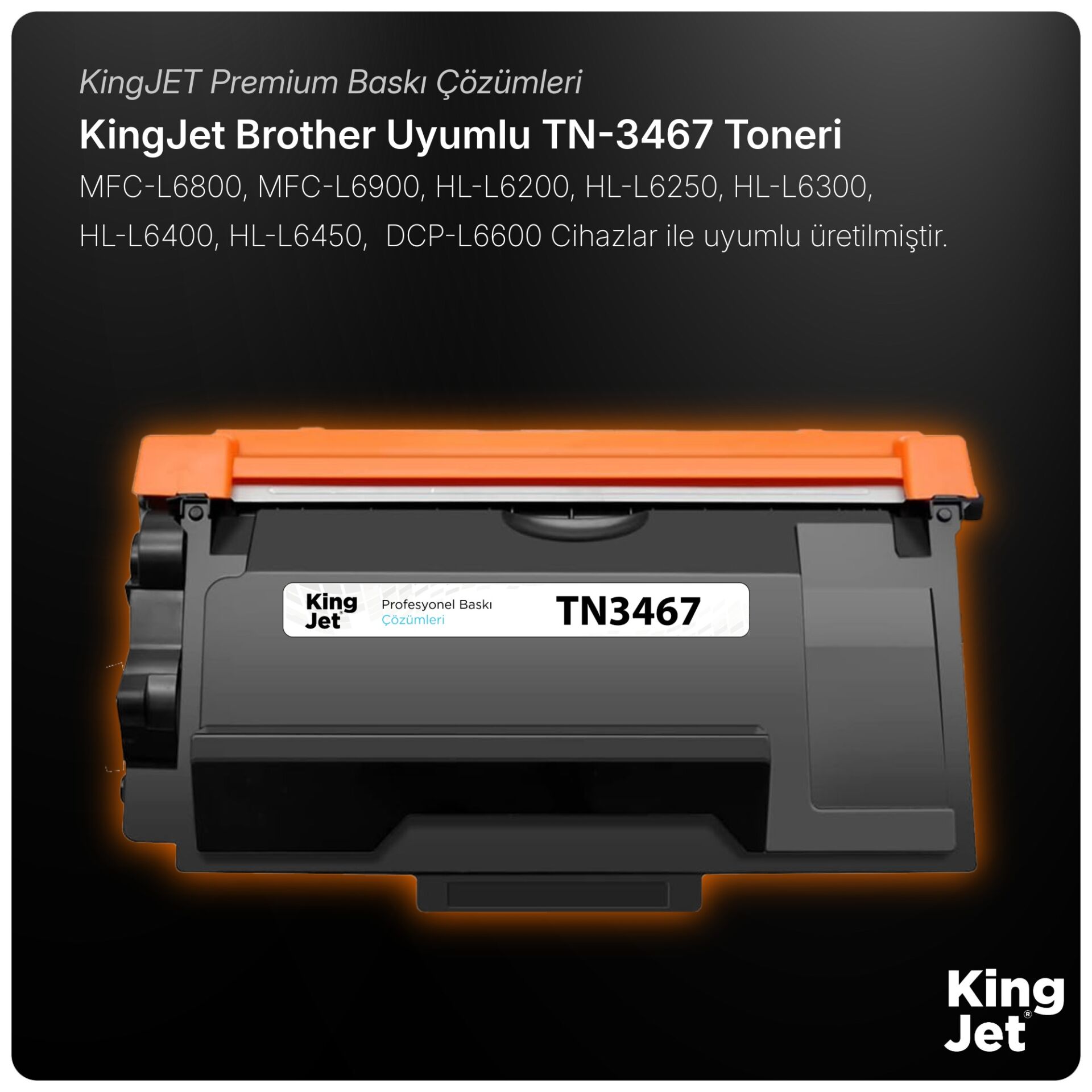 KingJET Brother Uyumlu TN-3467 Yüksek Kapasiteli (10'lu Paket) Muadil Toner | HL-L6400DWT