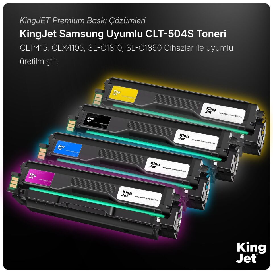 KingJET Samsung Uyumlu CLT-K504S Standart Kapasiteli 4 Renk (Takım) Çipli Muadil Toner | SL-C1810W