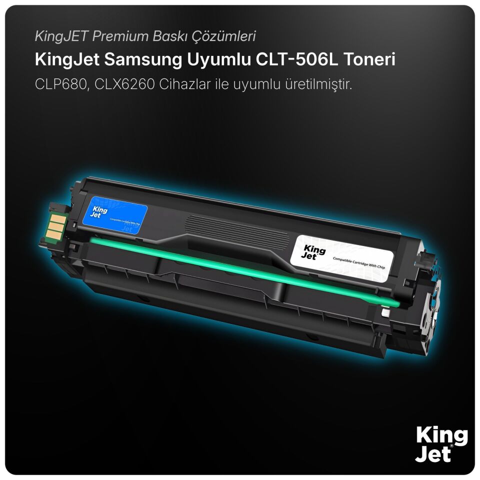 KingJET Samsung Uyumlu CLT-C506L Yüksek Kapasiteli Mavi (Cyan) Çipli Muadil Toner | CLP-680DW