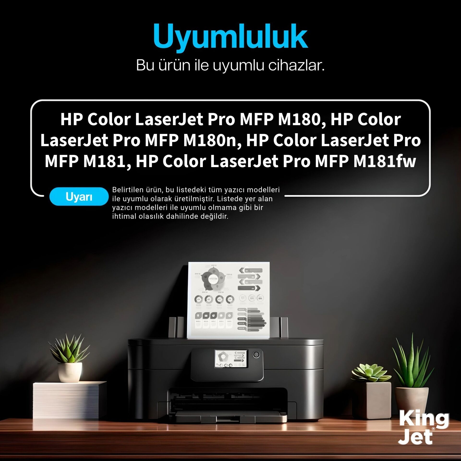 KingJET HP Uyumlu CF530A Siyah Standart Kapasiteli (Tekli) Çipli Muadil Toner | Color LaserJet Pro MFP M180 uyumlu yazıcı modelleri
