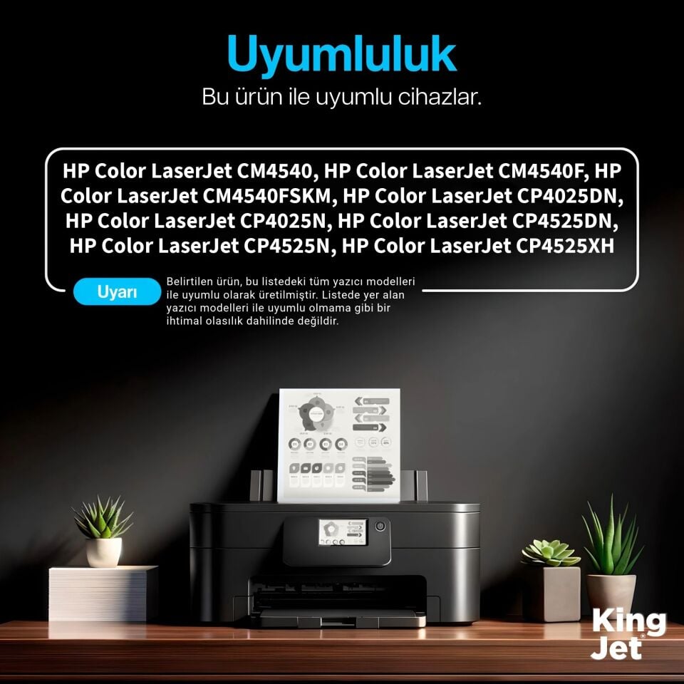 KingJET HP Uyumlu CE260X Siyah Yüksek Kapasiteli (Tekli) Çipli Muadil Toner | CM4540FSKM