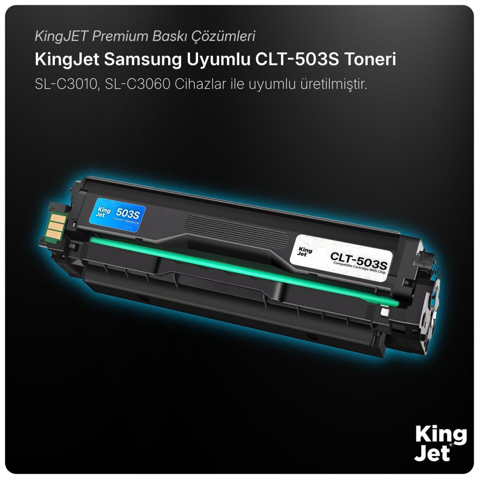 KingJET Samsung Uyumlu CLT-C503S Standart Kapasiteli Mavi (Cyan) Çipli Muadil Toner | SL-C3010FR