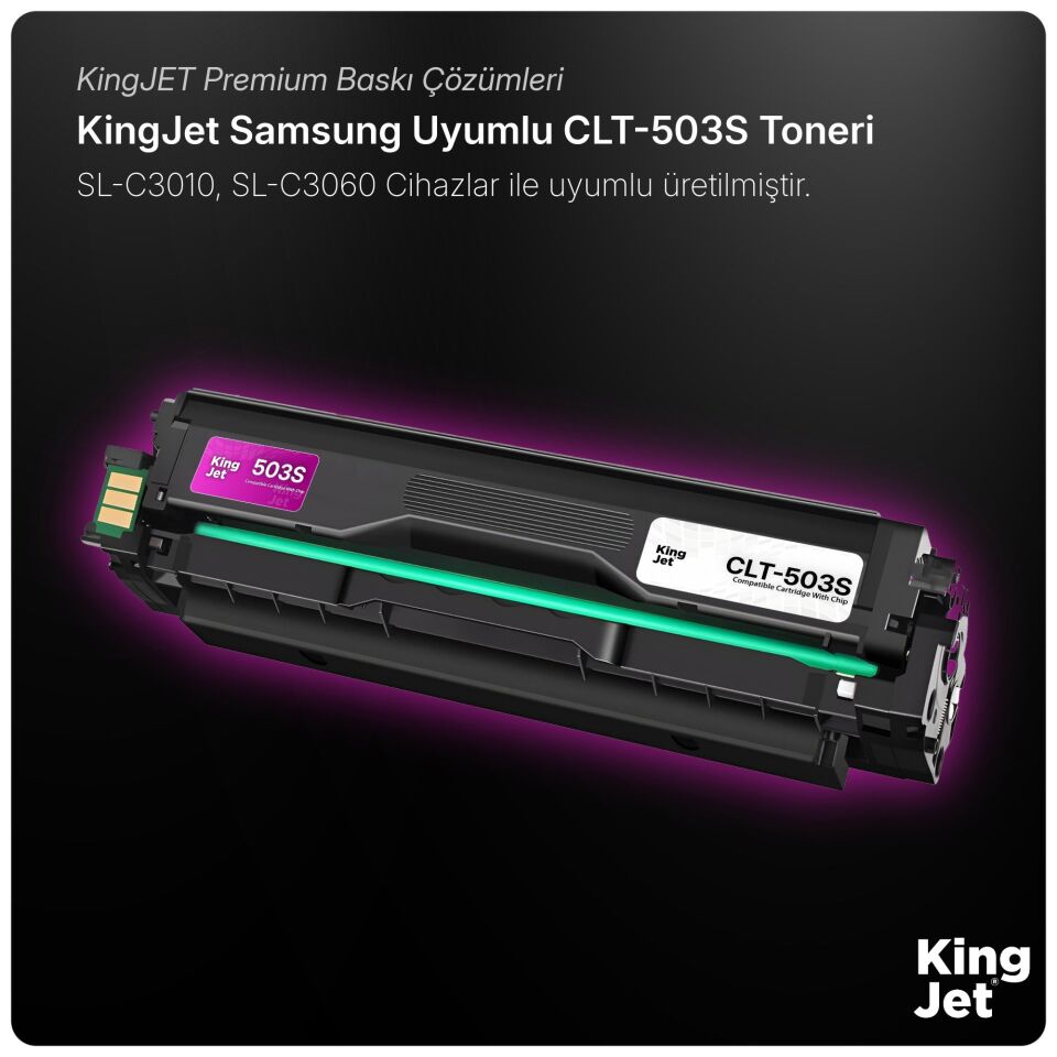 KingJET Samsung Uyumlu CLT-M503S Standart Kapasiteli Kırmızı (Magenta) Çipli Muadil Toner | SL-C3010FR