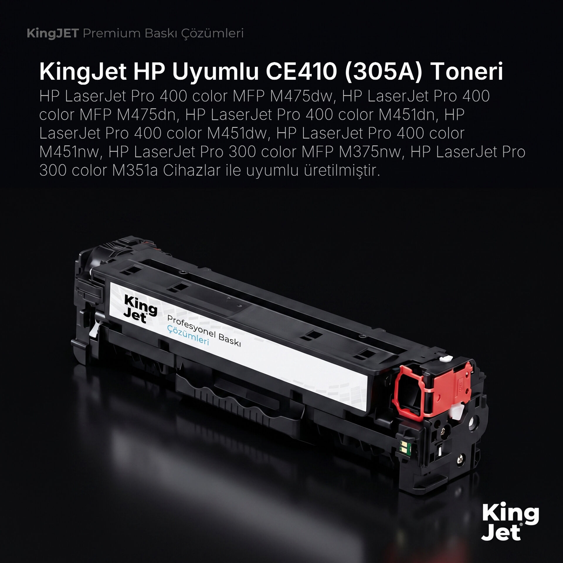 KingJET HP Uyumlu CE410 Siyah Standart Kapasiteli (Tekli) Çipli Muadil Toner