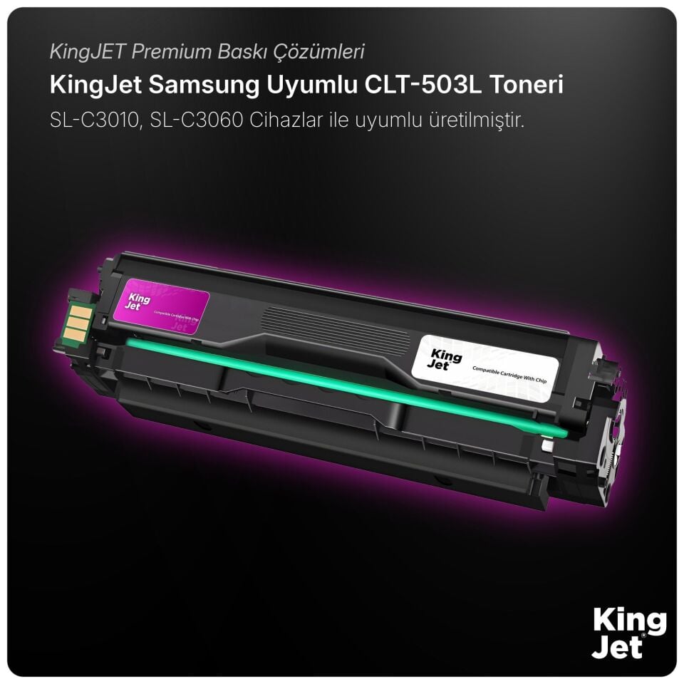 KingJET Samsung Uyumlu CLT-M503L Yüksek Kapasiteli Kırmızı (Magenta) Çipli Muadil Toner | SL-C3060ND
