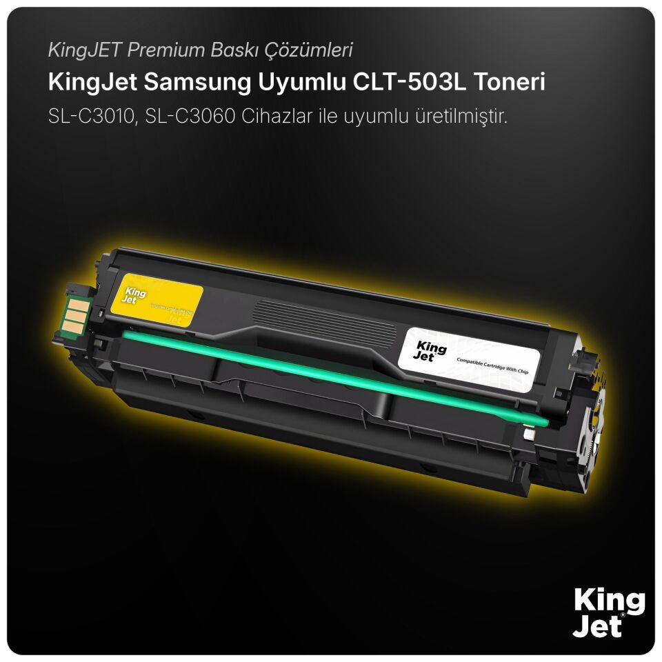 KingJET Samsung Uyumlu CLT-Y503L Yüksek Kapasiteli Sarı (Yellow) Çipli Muadil Toner | SL-C3010ND
