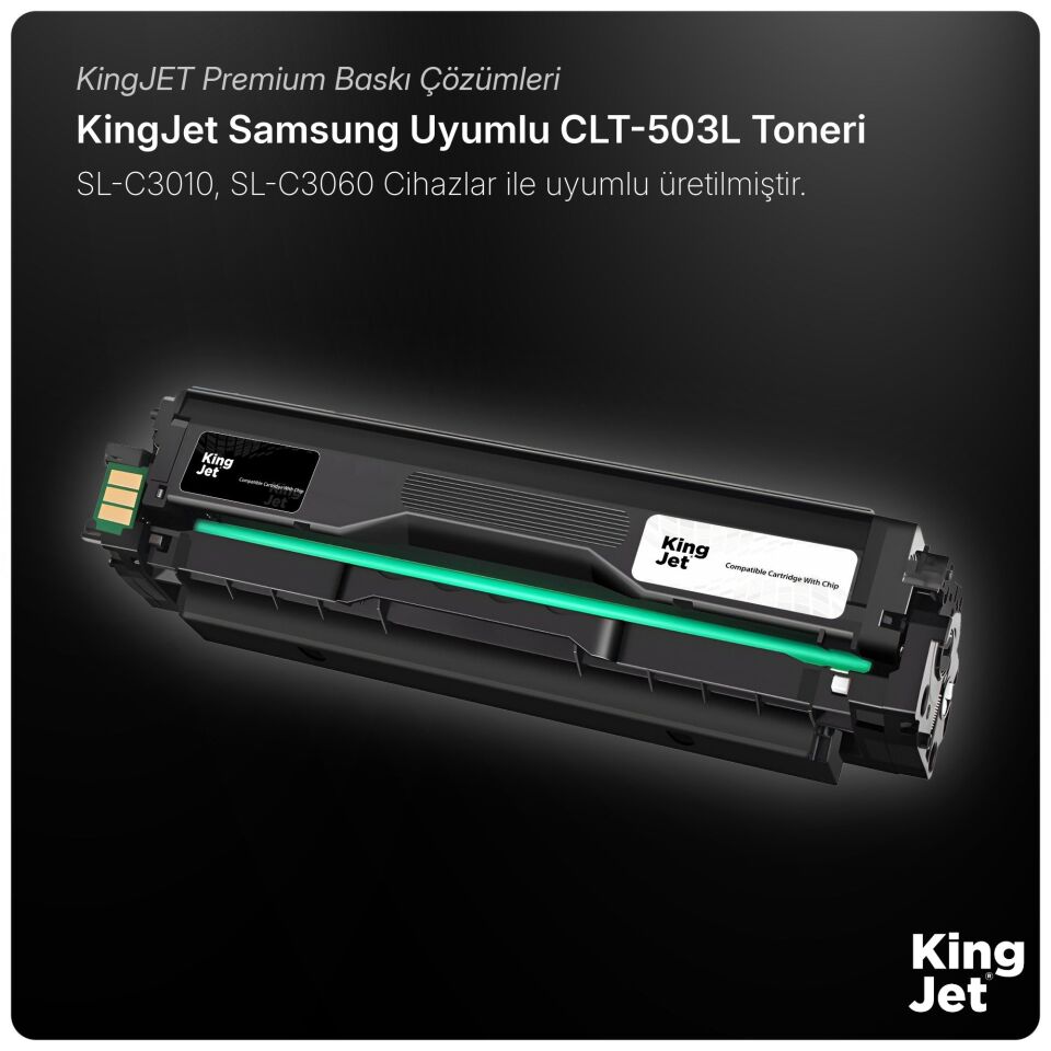 KingJET Samsung Uyumlu CLT-K503L Yüksek Kapasiteli Siyah (Black) Çipli Muadil Toner | SL-C3060ND