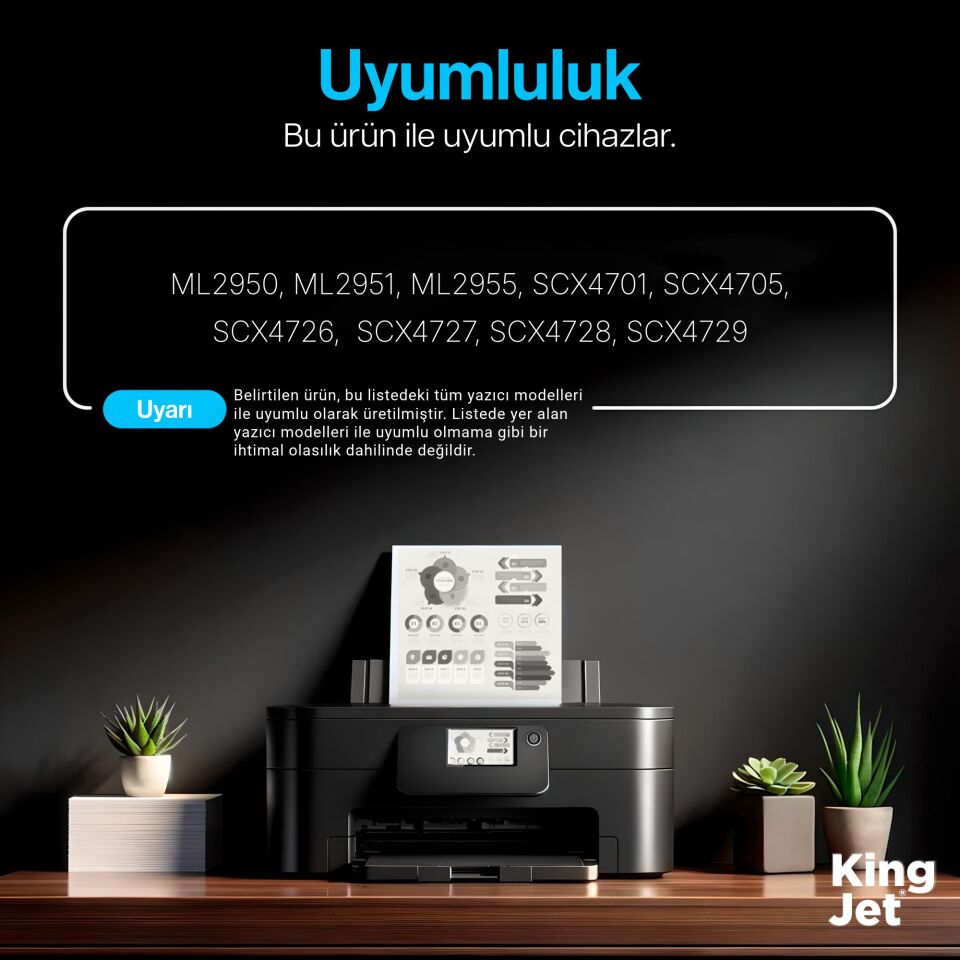 KingJET Samsung Uyumlu MLT-D103L Yüksek Kapasiteli Siyah (Black) Çipli Muadil Toner - Uyumlu Yazıcılar