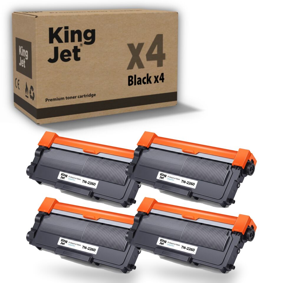 KingJET Brother Uyumlu TN-2260 Yüksek Kapasiteli (4'lü Paket) Muadil Toner | DCP-7065DN