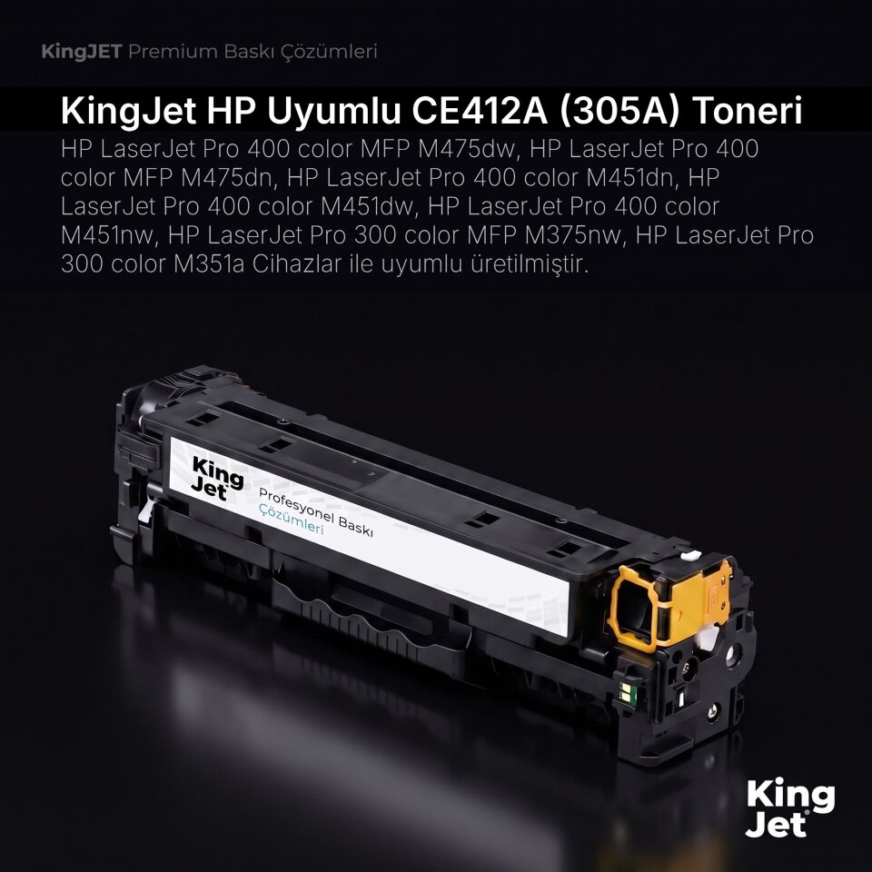 KingJET HP Uyumlu CE412A (305A) Sarı Muadil Toner