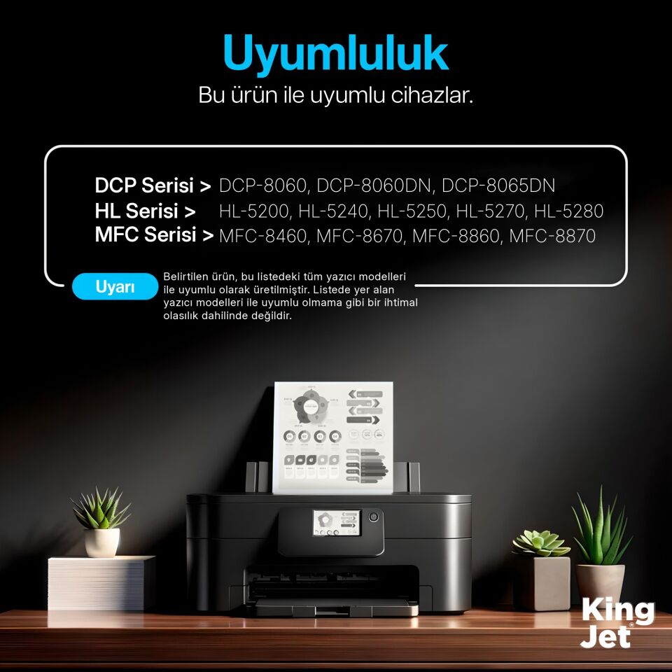 KingJET Brother Uyumlu TN-3185 Yüksek Kapasiteli (Tekli) Muadil Toner | HL-5270DN - Uyumlu Yazıcılar
