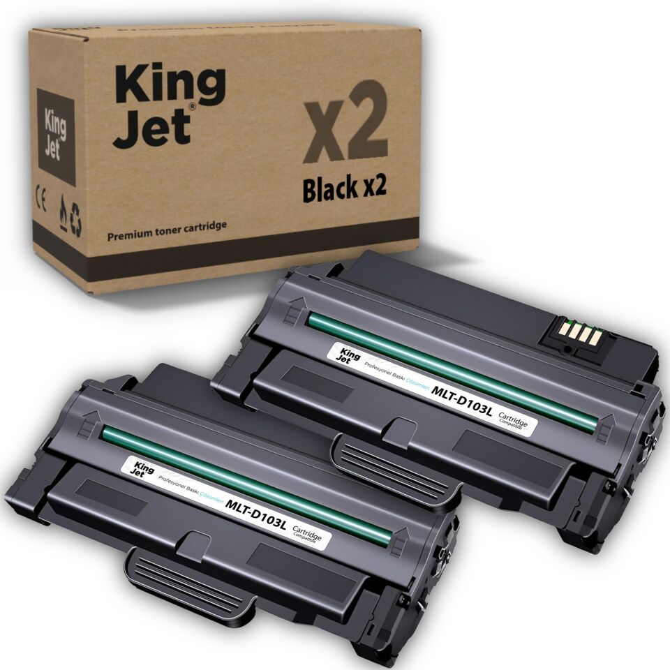 KingJET Samsung Uyumlu MLT-D103L Yüksek Kapasiteli (2'li Paket) Siyah (Black) Çipli Muadil Toner | ML-2950ND