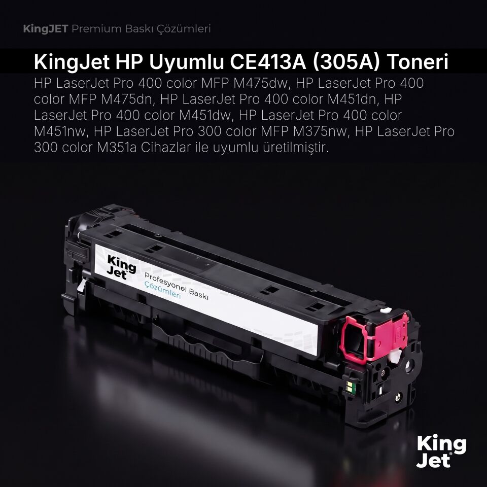 KingJET HP Uyumlu CE413A (305A) Kırmızı Muadil Toner