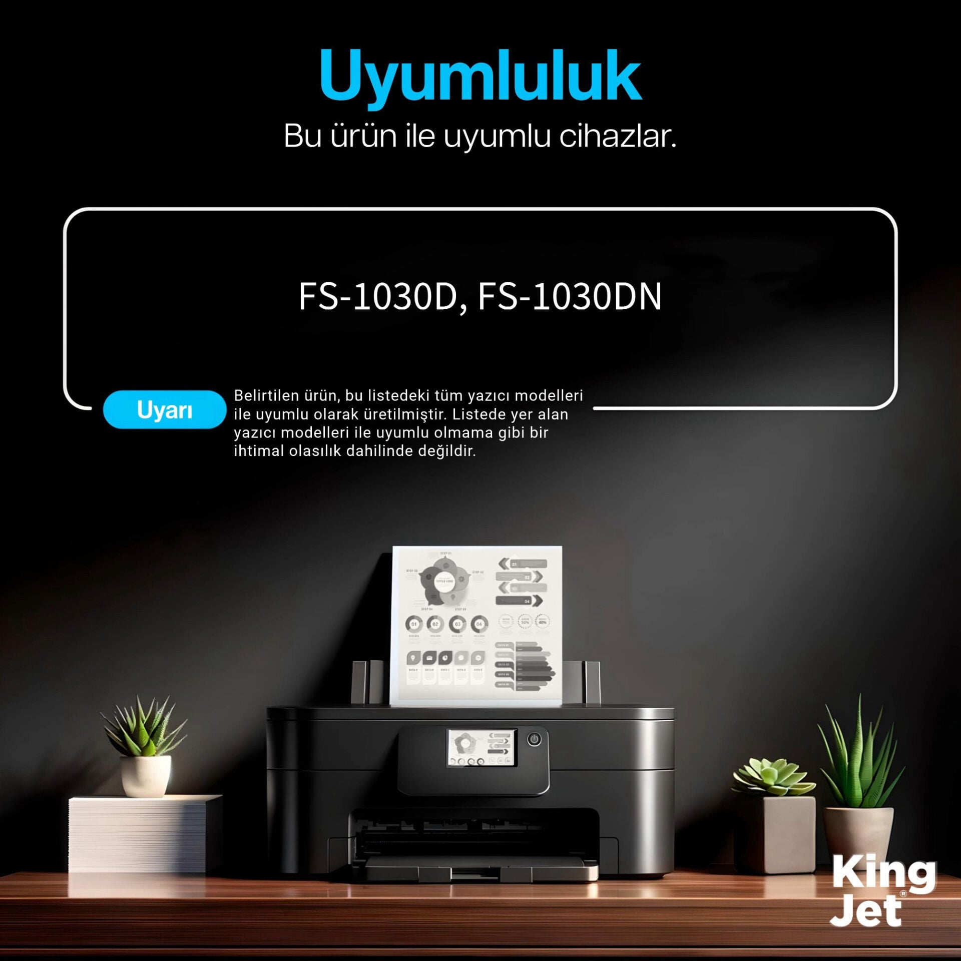 KingJET Kyocera Uyumlu TK-120 Standart Kapasiteli (4'lü Paket) Çipli Muadil Toner | FS-1030D uyumlu yazıcı modelleri