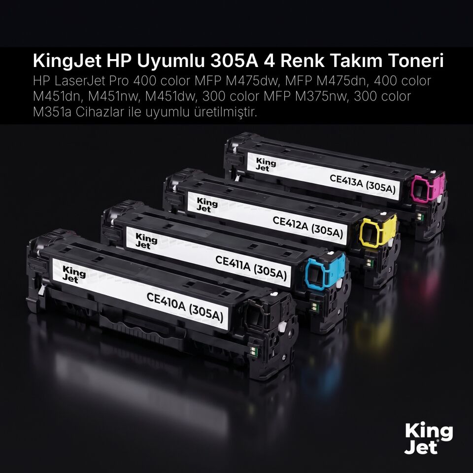 KingJET HP Uyumlu 305A 4 Renk Takım Toneri