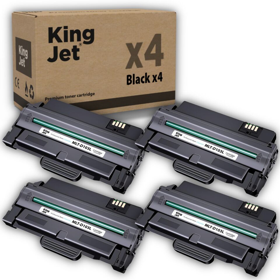 KingJET Samsung Uyumlu MLT-D103L Yüksek Kapasiteli (4'lü Paket) Siyah (Black) Çipli Muadil Toner | SCX-4729FW