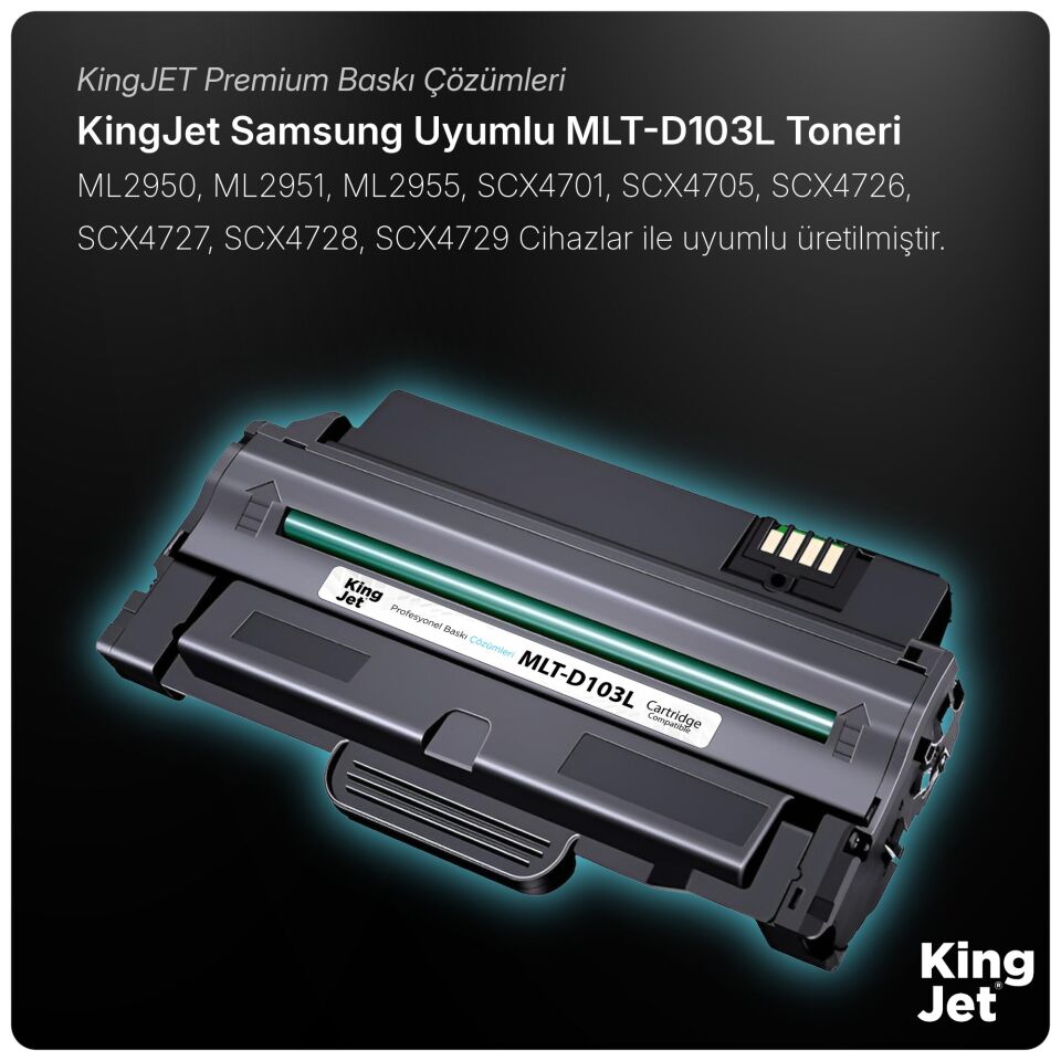 KingJET Samsung Uyumlu MLT-D103L Yüksek Kapasiteli (10'lu Paket) Siyah (Black) Çipli Muadil Toner | SCX-4726FN