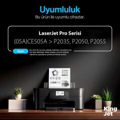 KingJET HP Uyumlu (05A) CE505A Standart Kapasiteli Çipli Muadil Toneri | P2055dn Uyumlu