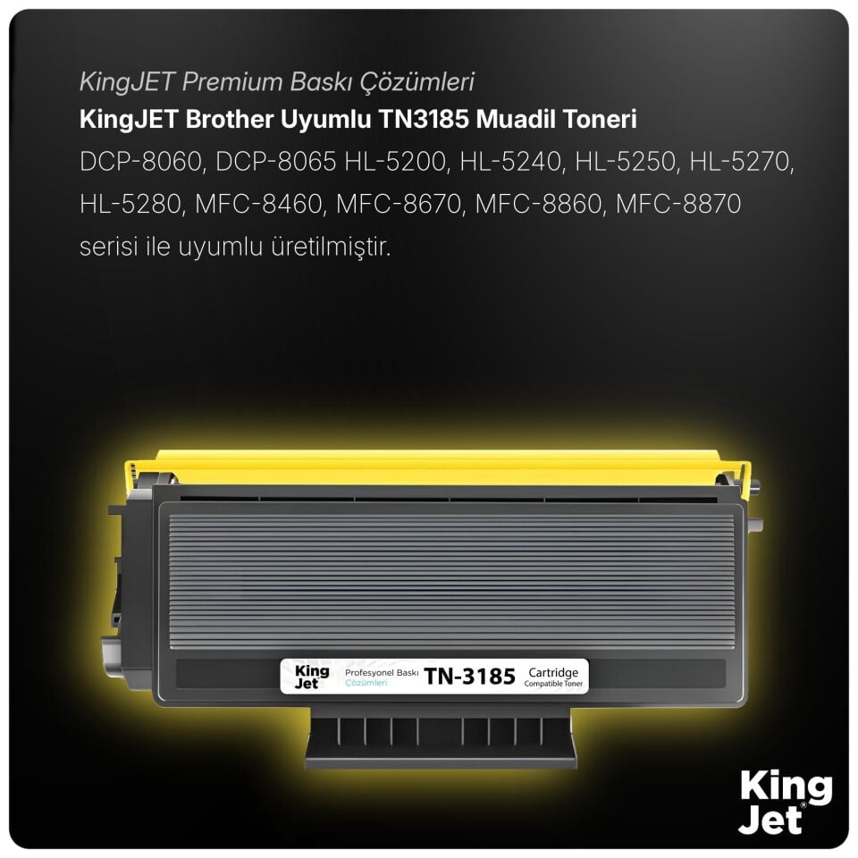 KingJET Brother Uyumlu TN-3185 Yüksek Kapasiteli (2'li Paket) Muadil Toner | HL-5280DN